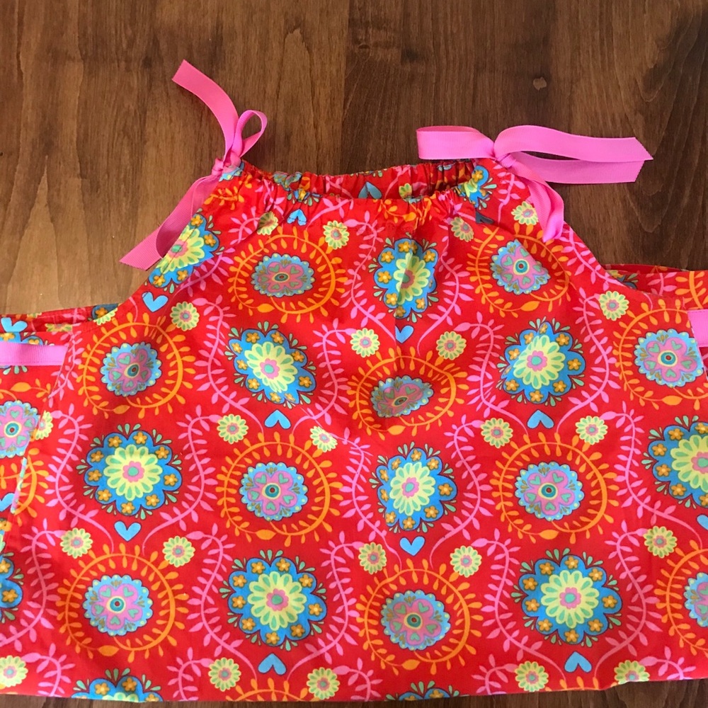 Girls cotton dress, shoulder ties